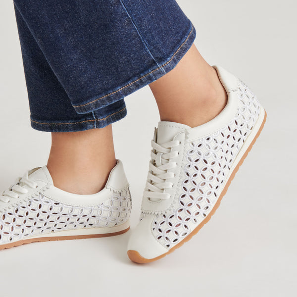 Dolce Vita Danie Eyelet Perf Sneakers True White Leather TRUE WHITE LEATHER