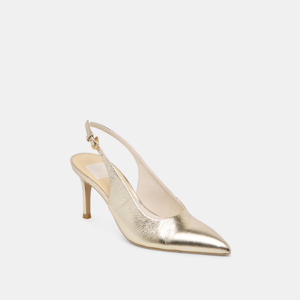 Dolce Vita Elasi Heels Light Gold Crinkle Patent LIGHT GOLD CRINKLE PATENT