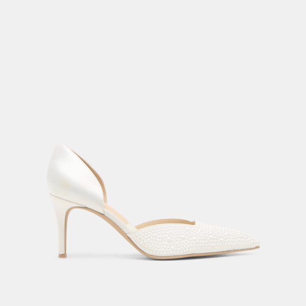 Dolce Vita Eloy Pearl Heels True White Satin TRUE WHITE SATIN