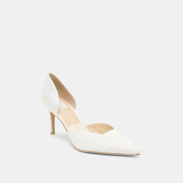Dolce Vita Eloy Pearl Heels True White Satin TRUE WHITE SATIN
