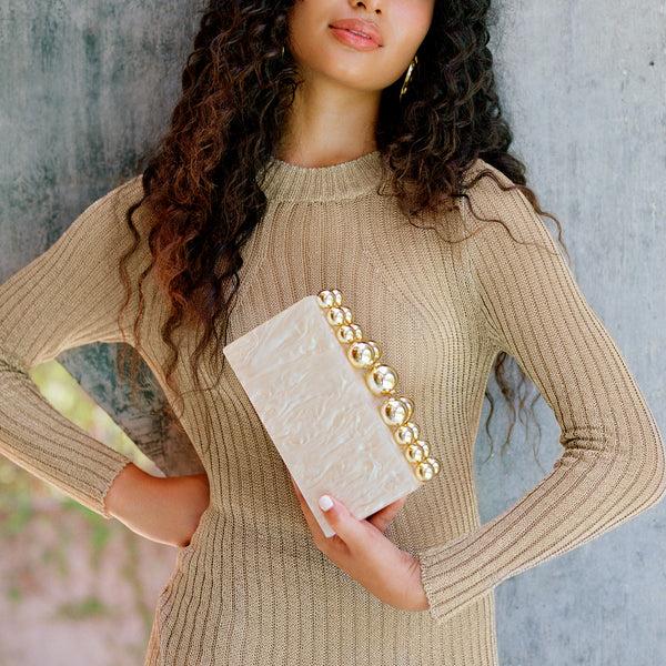 Dolce Vita Gerry Clutch Beige Pearl Acrylic BEIGE PEARL ACRYLIC