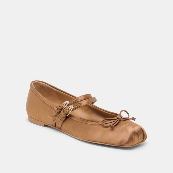 Dolce Vita Gibsen Ballet Flats Mid Brown Satin MID BROWN SATIN