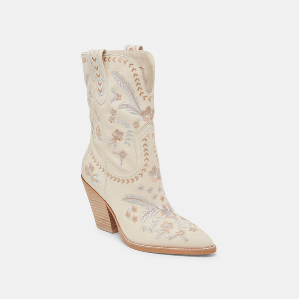 Dolce Vita Jessey Floral Boots Creme Nubuck CREME NUBUCK