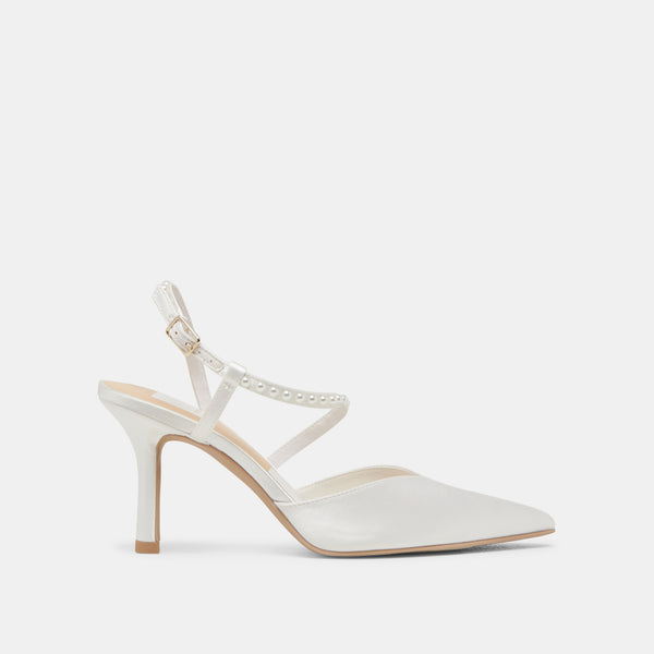 Dolce Vita Kamra Pearl Heels True White Satin TRUE WHITE SATIN