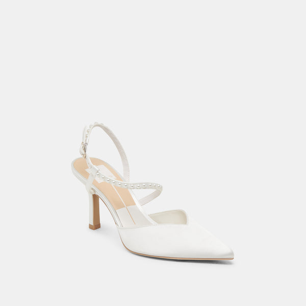 Dolce Vita Kamra Pearl Heels True White Satin TRUE WHITE SATIN