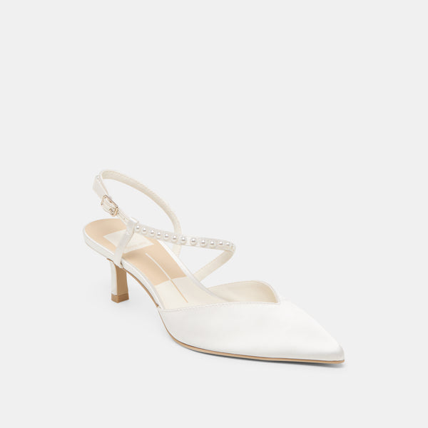 Dolce Vita Kamra Pearl Mid Heels True White Satin TRUE WHITE SATIN
