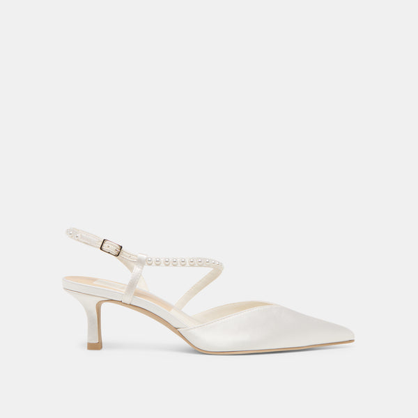 dolce vita Kamra Pearl Mid Heels True White Satin TRUE WHITE SATIN