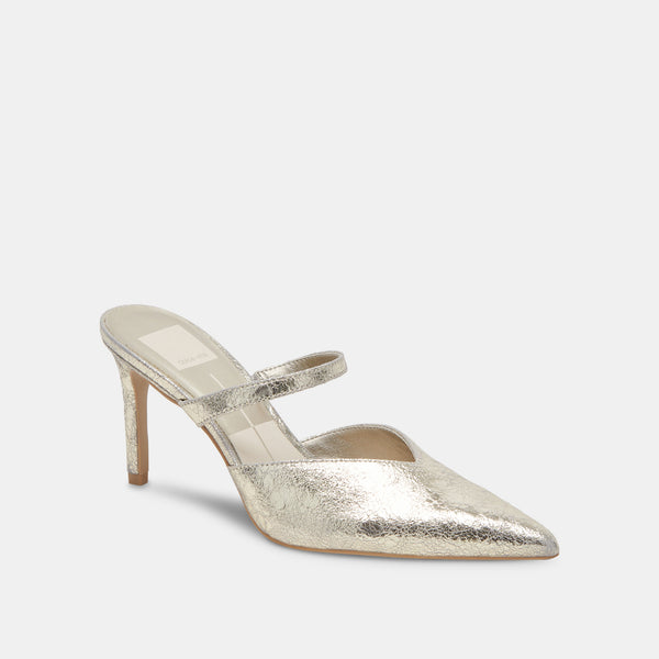 Dolce Vita Kanika Wide Heels Platinum Distressed Leather PLATINUM DISTRESSED LEATHER