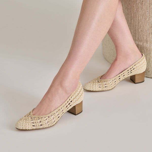 Dolce Vita Lula Heels Ivory Multi Woven Raffia IVORY MULTI WOVEN RAFFIA