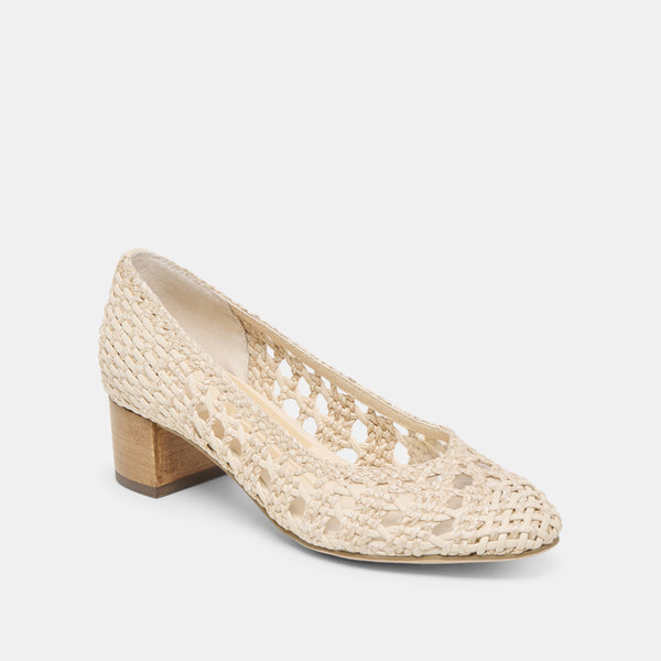 Dolce Vita Lula Heels Ivory Multi Woven Raffia IVORY MULTI WOVEN RAFFIA