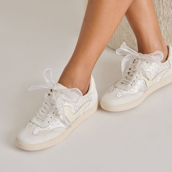 Dolce Vita Notice Pearl Sneakers Off White Satin OFF WHITE SATIN