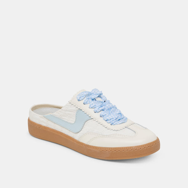 Dolce Vita Notice Slide Sneakers White Blue Eyelet WHITE BLUE EYELET