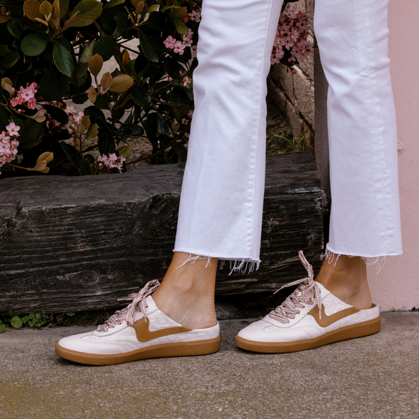 Dolce Vita Notice Slide Sneakers White Pink Eyelet WHITE PINK EYELET