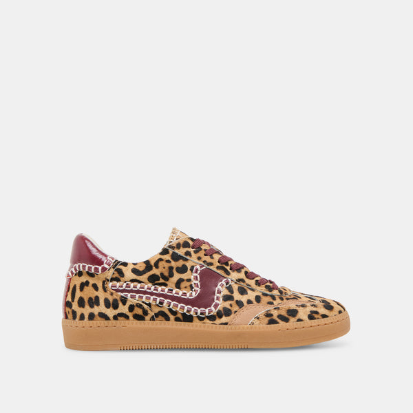 Dolce Vita Notice Stitch Sneakers Burgundy Leopard Calf Hair BURGUNDY LEOPARD CALF HAIR