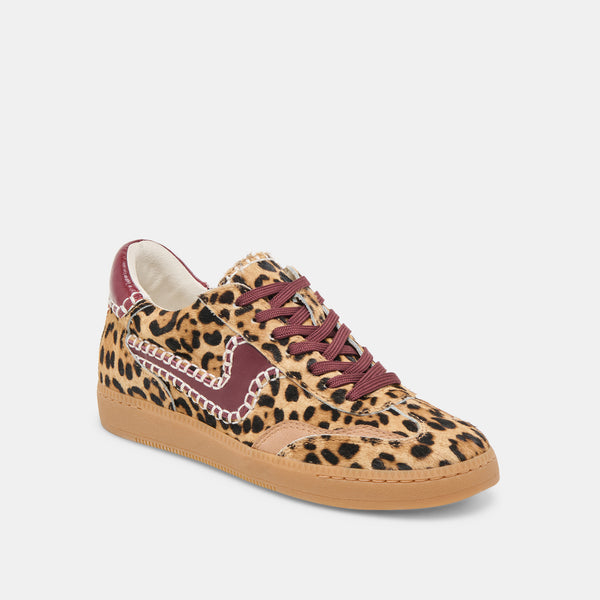 Dolce Vita Notice Stitch Sneakers Burgundy Leopard Calf Hair BURGUNDY LEOPARD CALF HAIR