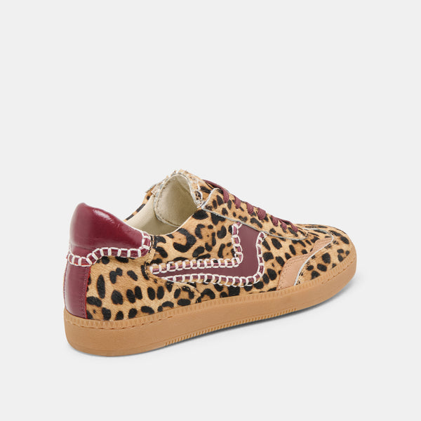 Dolce Vita Notice Stitch Sneakers Burgundy Leopard Calf Hair BURGUNDY LEOPARD CALF HAIR