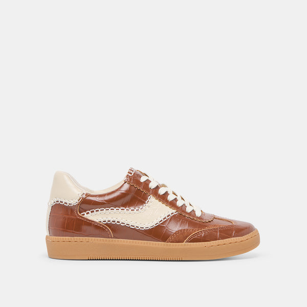 Dolce Vita Notice Stitch Sneakers Cognac Croco Embossed Leather COGNAC CROCO EMBOSSED LEATHER