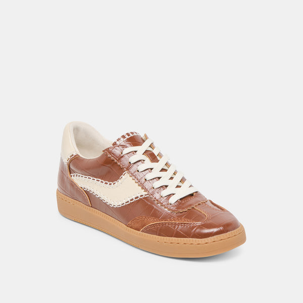 Dolce Vita Notice Stitch Sneakers Cognac Croco Embossed Leather COGNAC CROCO EMBOSSED LEATHER