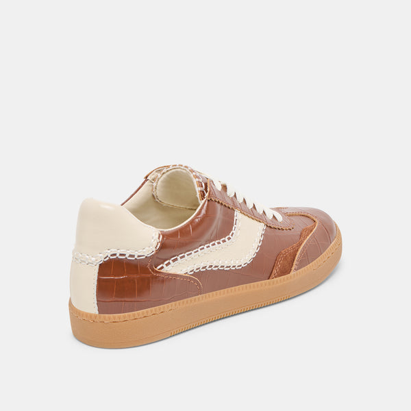 Dolce Vita Notice Stitch Sneakers Cognac Croco Embossed Leather COGNAC CROCO EMBOSSED LEATHER
