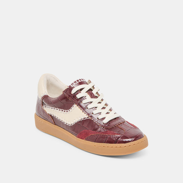 Dolce Vita Notice Stitch Sneakers Oxblood Croco Embossed Leather OXBLOOD CROCO EMBOSSED LEATHER