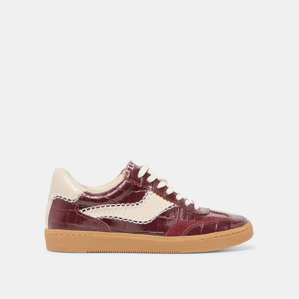 dolce vita Notice Stitch Sneakers Oxblood Croco Embossed Leather OXBLOOD CROCO EMBOSSED LEATHER