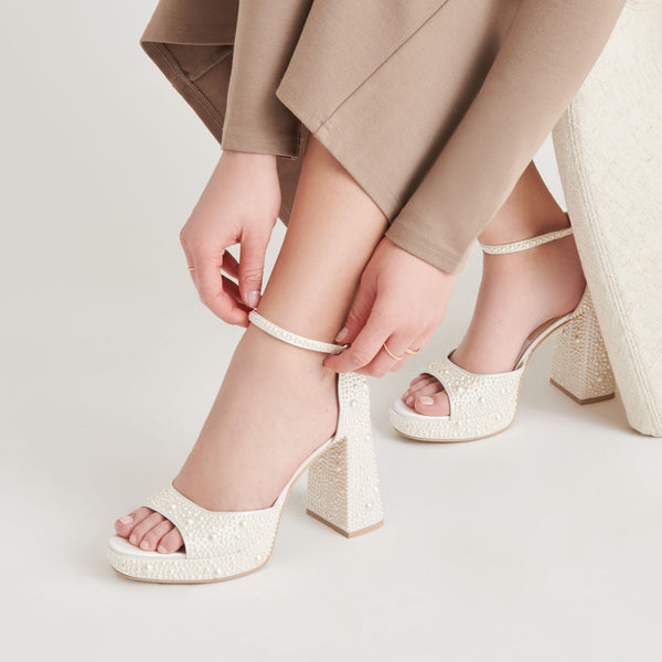 Dolce Vita Pandro Pearl Heels True White Satin TRUE WHITE SATIN