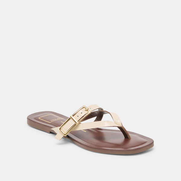 Dolce Vita Piers Sandals Beige Croco Embossed Leather BEIGE CROCO EMBOSSED LEATHER