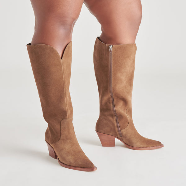 Dolce Vita Raj Extra Wide Calf Boots Brown Suede BROWN SUEDE