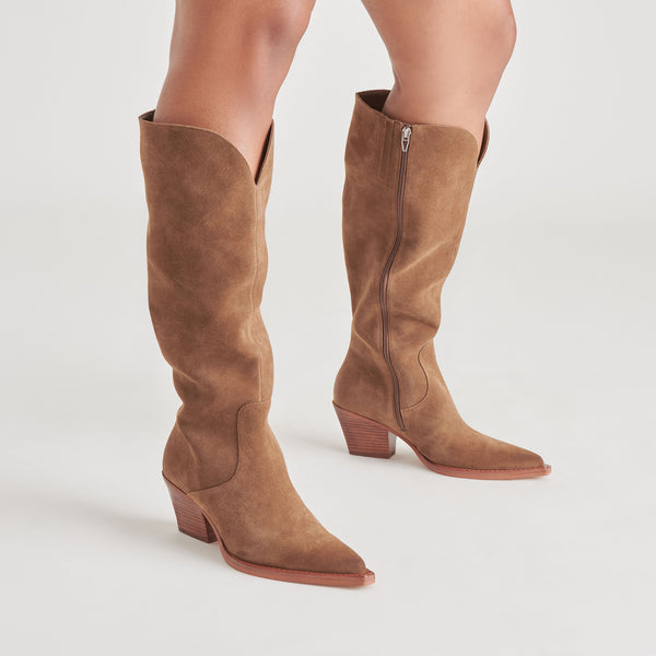 Dolce Vita Raj Wide Calf Boots Brown Suede BROWN SUEDE