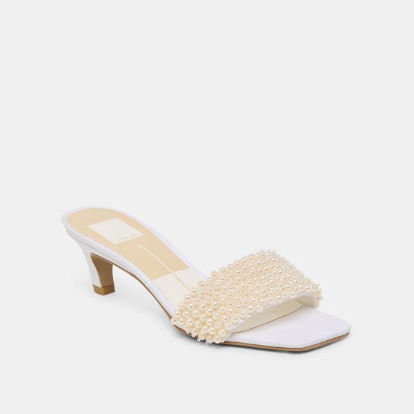 Dolce Vita Rexa Pearl Heels Off White Satin OFF WHITE SATIN