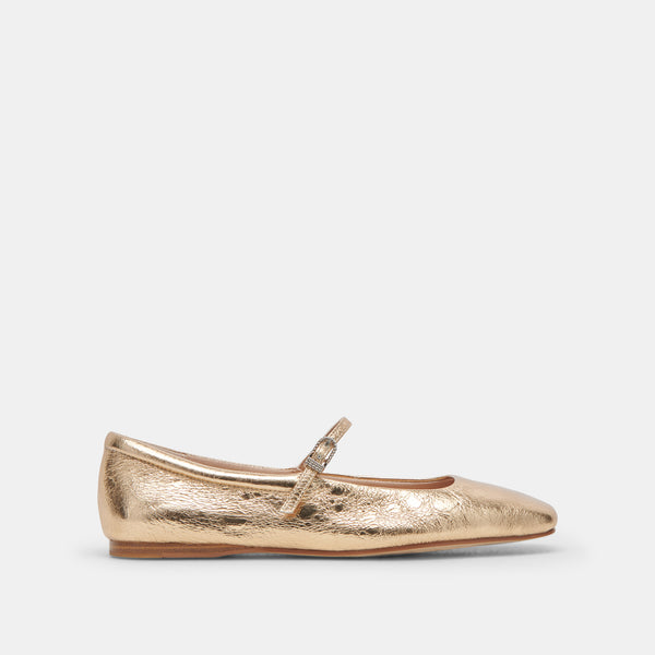 Dolce Vita Reyes Ballet Flats Gold Distressed Leather GOLD DISTRESSED LEATHER