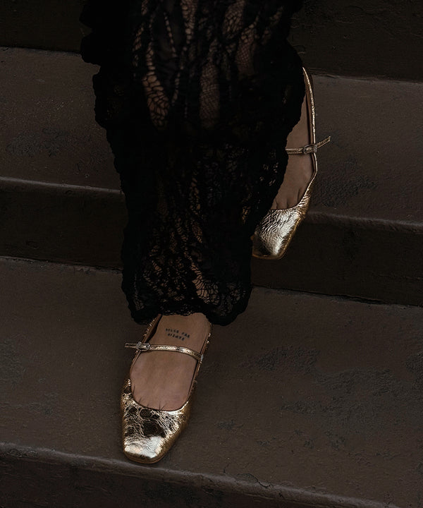 Dolce Vita Reyes Ballet Flats Gold Distressed Leather GOLD DISTRESSED LEATHER