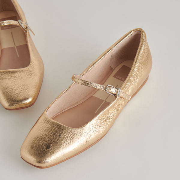 Dolce Vita Reyes Ballet Flats Gold Distressed Leather GOLD DISTRESSED LEATHER