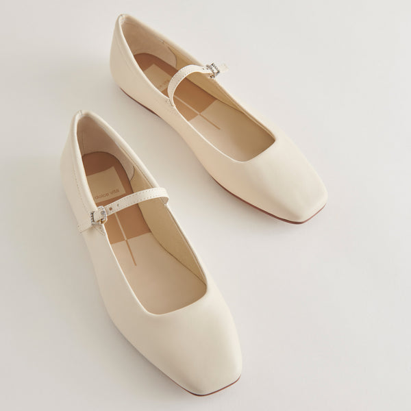 dolce vita Reyes Wide Ballet Flats Ivory Leather IVORY LEATHER