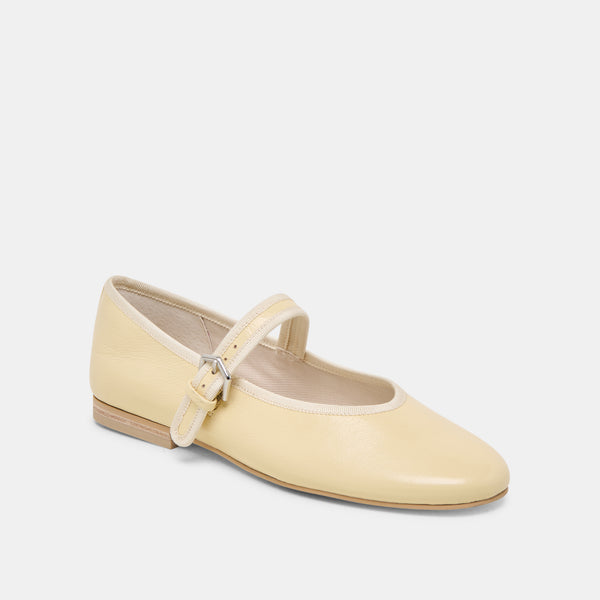 Dolce Vita Roslyn Ballet Flats Light Yellow Leather LIGHT YELLOW LEATHER