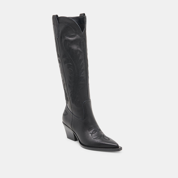 Dolce Vita Ryatt Extra Wide Calf Boots Black Leather BLACK LEATHER