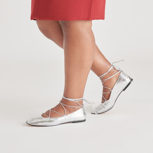 Dolce Vita Ryder Ballet Flats Silver Distressed Leather SILVER DISTRESSED LEATHER