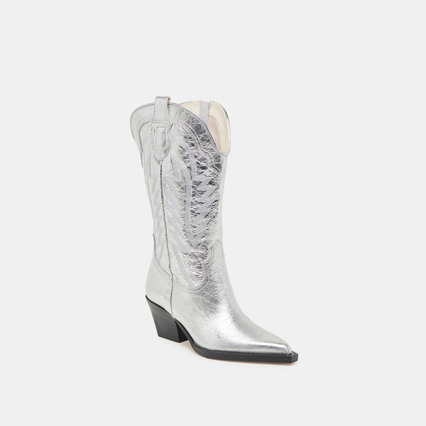 Dolce Vita Ryland Extra Wide Calf Boots Silver Distressed Leather SILVER DISTRESSED LEATHER