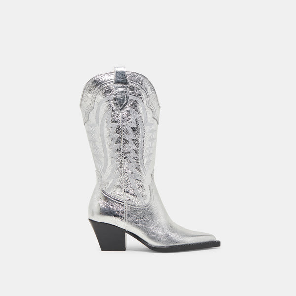 dolce vita Ryland Extra Wide Calf Boots Silver Distressed Leather SILVER DISTRESSED LEATHER