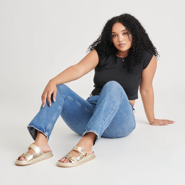 Dolce Vita Sevana Sandals Light Gold Distressed Leather LIGHT GOLD DISTRESSED LEATHER