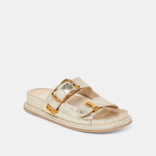 Dolce Vita Sevana Sandals Light Gold Distressed Leather LIGHT GOLD DISTRESSED LEATHER