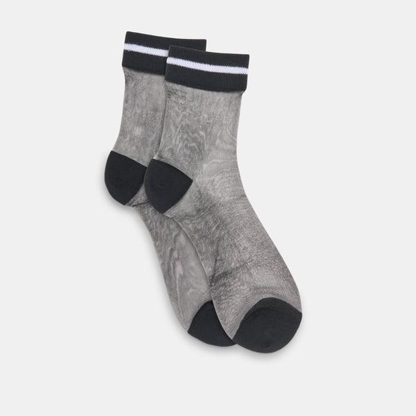 Dolce Vita Sheer Stripe Crew Socks 2 Pack Black Grey BLACK GREY