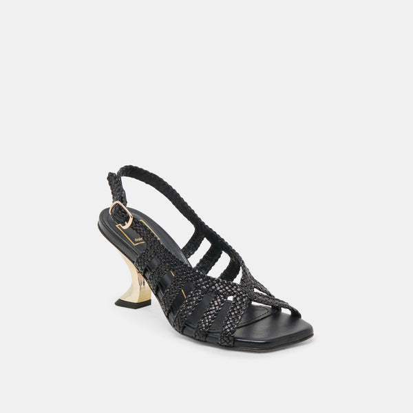 Dolce Vita Sicily Heels Black Woven Leather BLACK WOVEN LEATHER