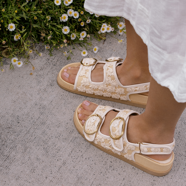 Dolce Vita Starla Sandals Creme Floral Raffia CREME FLORAL RAFFIA