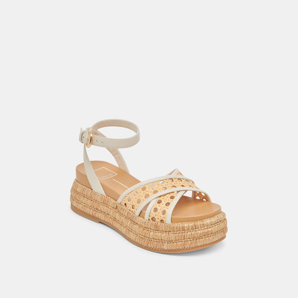 Dolce Vita Wriley Sandals Creme Woven Raffia CREME WOVEN RAFFIA