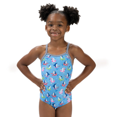 Dolfin Little Dolfin Girls' Fin Floats One Piece Swimsuit Style #9810FF-D32
