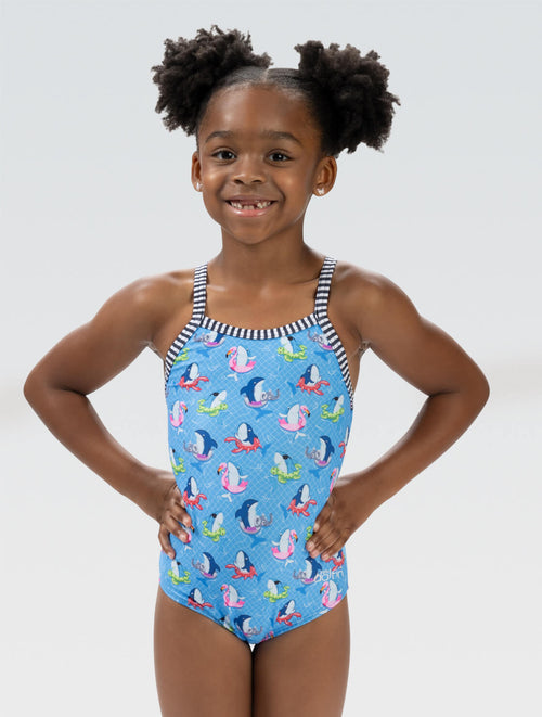dolfin Little Dolfin Girls' Fin Floats One Piece Swimsuit Style #9810FF-D32
