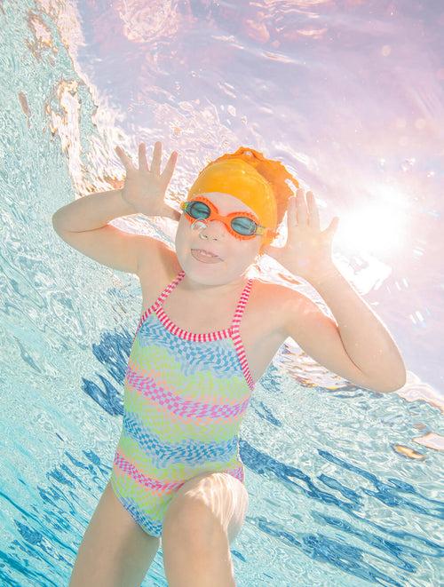 Dolfin Little Dolfin Girls' Rainbow Check One Piece Swimsuit Style #9810-C47