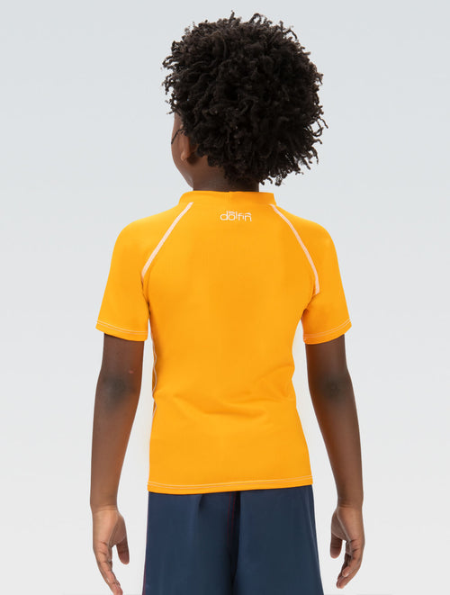 Dolfin Little Dolfin Unisex Solid Orange Short Sleeve Rash Guard Style #100RG-ORG