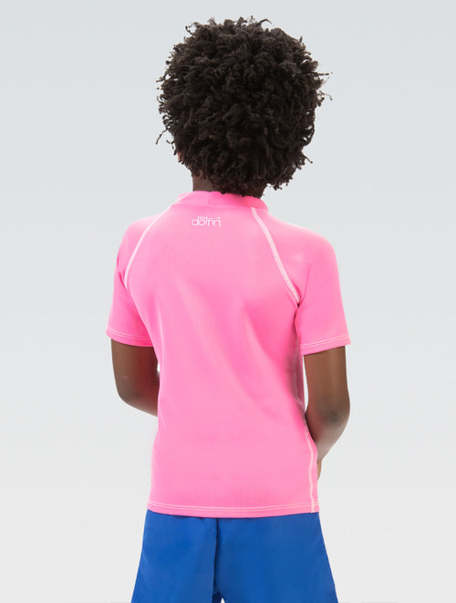 Dolfin Little Dolfin Unisex Solid Pink Short Sleeve Rash Guard Style #100RG-PNK